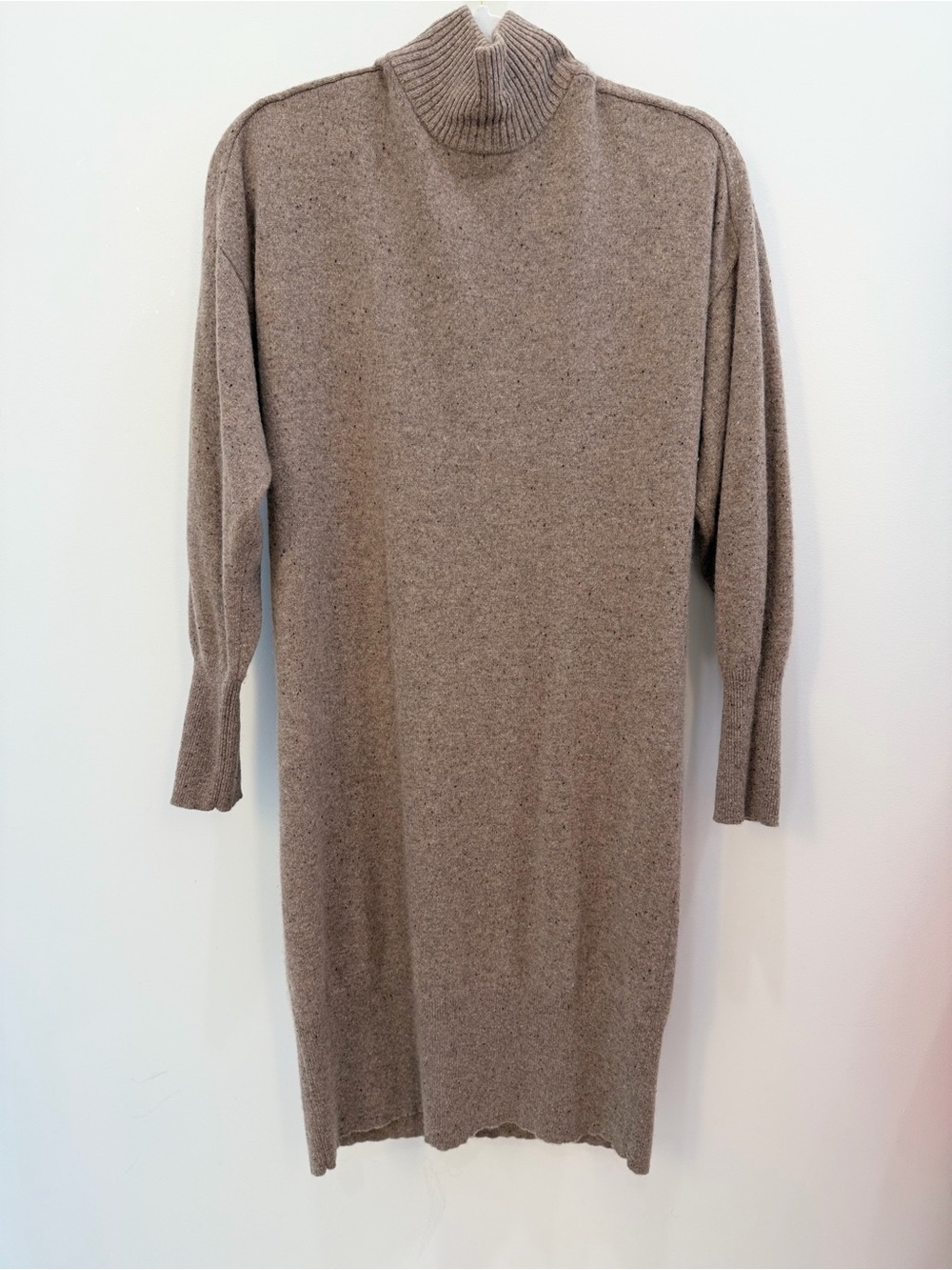 Ann Taylor Taupe Turtleneck Long Sleeve Sweater Dress